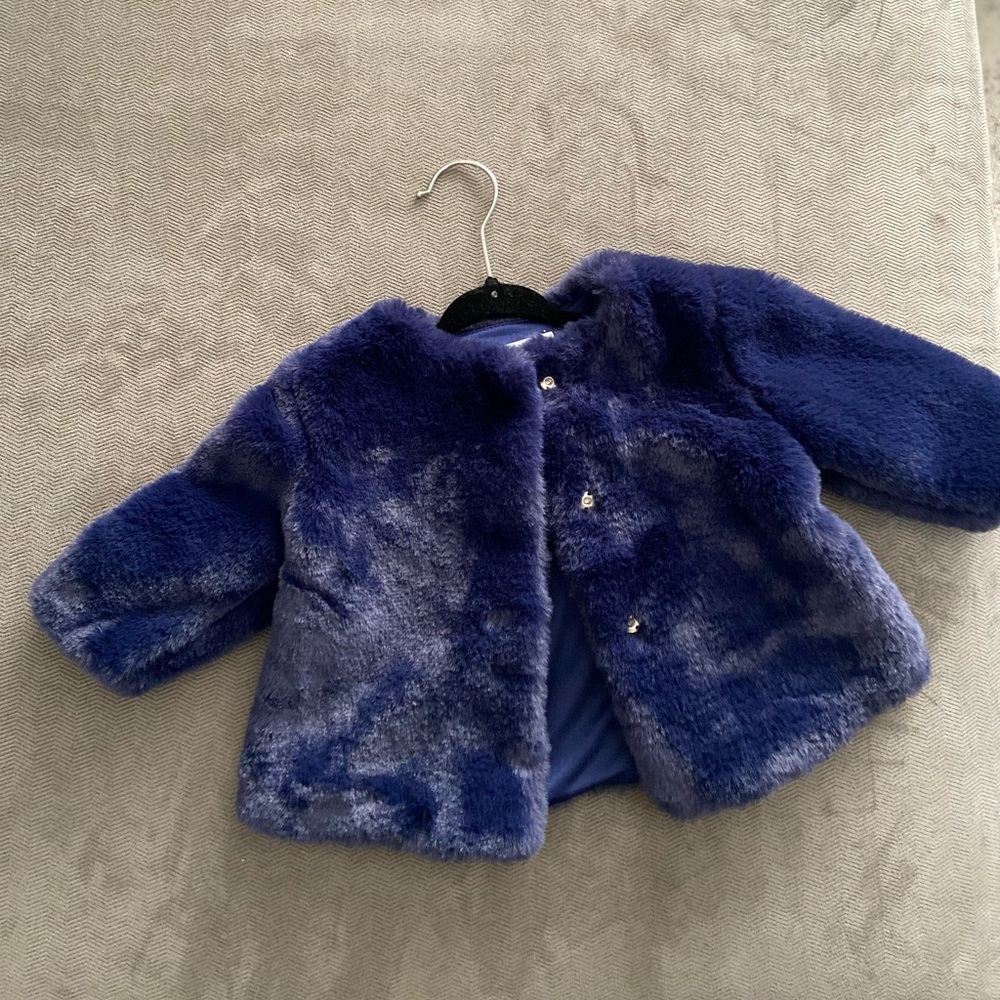 Navy Blue Faux Fur Sweater